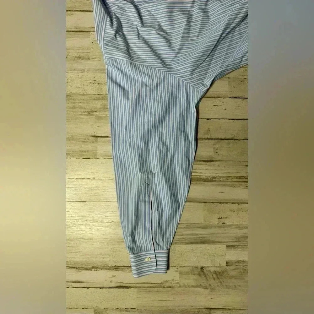 Brooks Brothers Blue Vertical Striped Shirt Mens 16.5 32 Button Up Long Sleeve - Picture 7 of 13